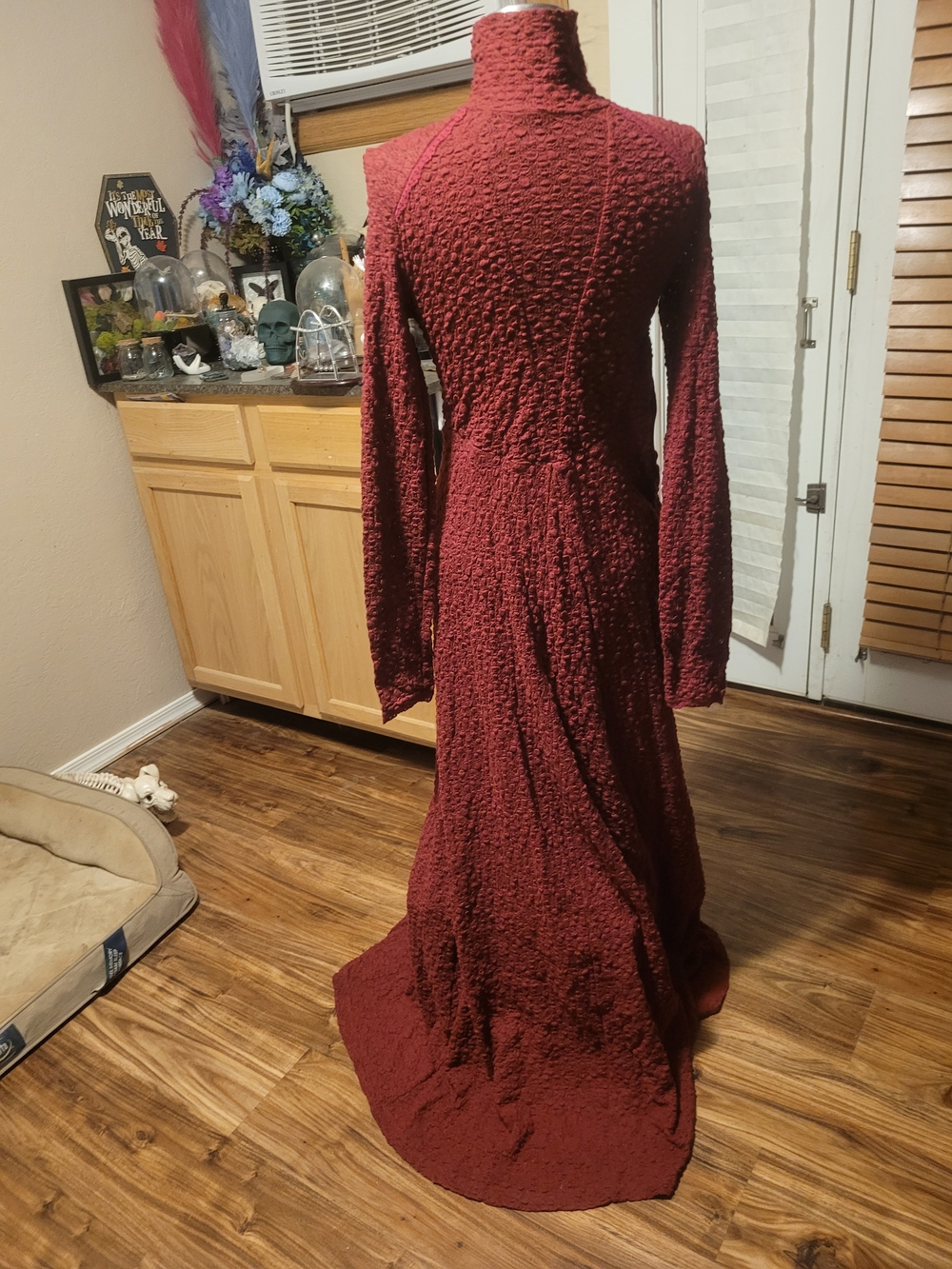 Ribbed Long Sleeve Maxi Dress in Deep Red - Picture 3 of 12